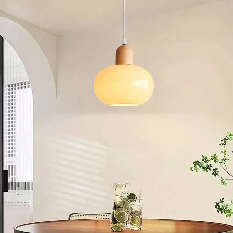 Suspension Bois Verre Moderne | Gaen - Designix Plafonnier Plat 3 Couleurs