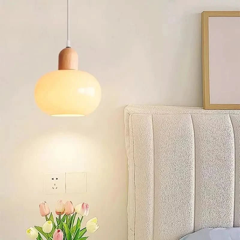 Suspension Bois Verre Moderne | Gaen - Designix Plafonnier Plat 3 Couleurs
