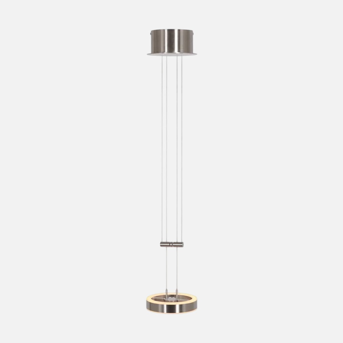 Suspension cercle LED acier brossé Piola 3500ST, anneau Ø15 cm hauteur réglable | Designix