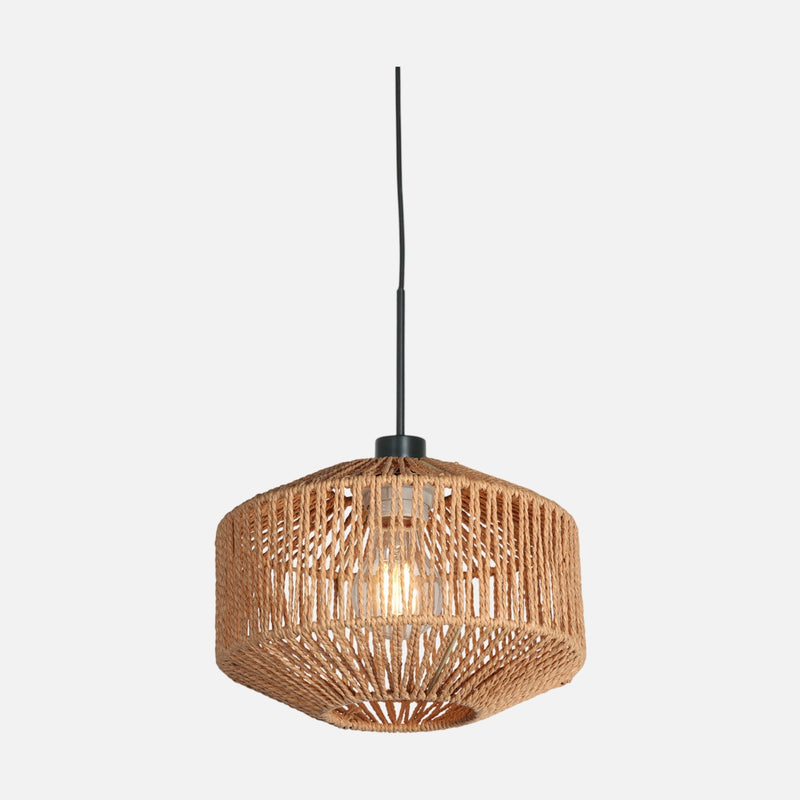 Suspension corde ajourée Ø 23 cm, abat-jour tressé naturel | Séram