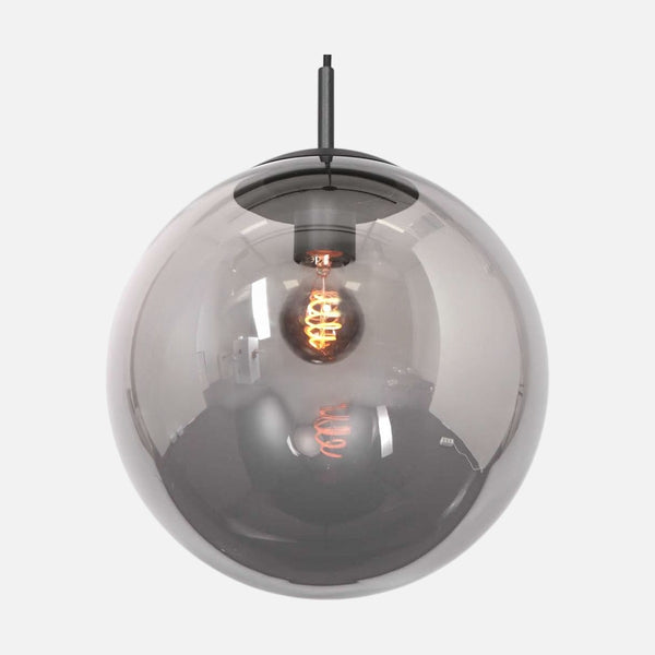 Suspension globe noir, verre fumé Ø 20 cm, couloir et bar | Bollique