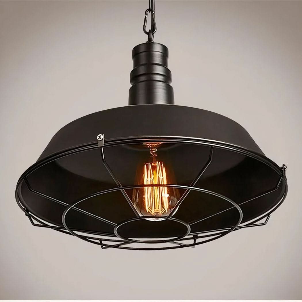 Suspension industrielle abat-jour rétro en fer noir | Designix - - https://designix.fr