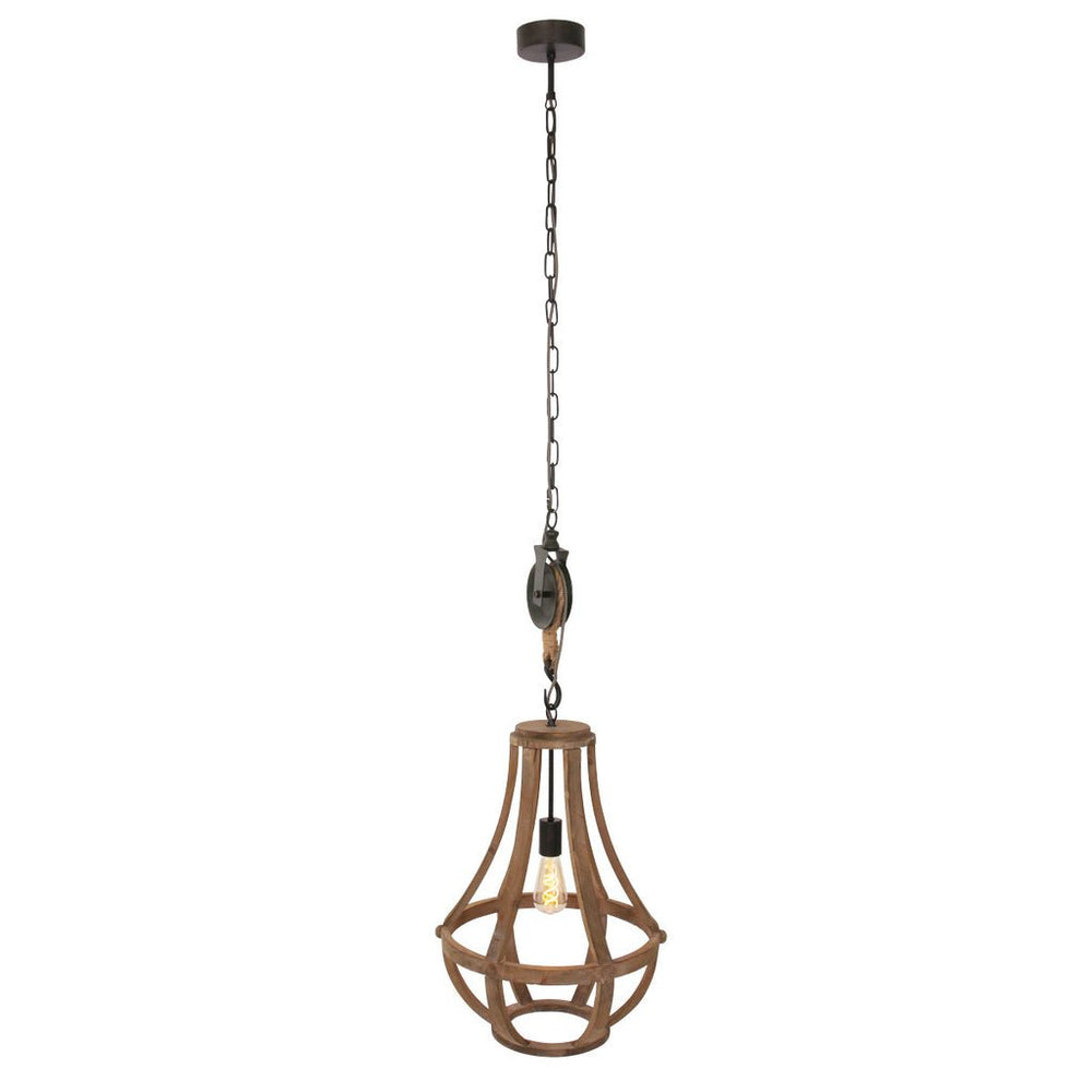Suspension Industrielle Bois Acier | Yira - Designix Suspension Luminaire