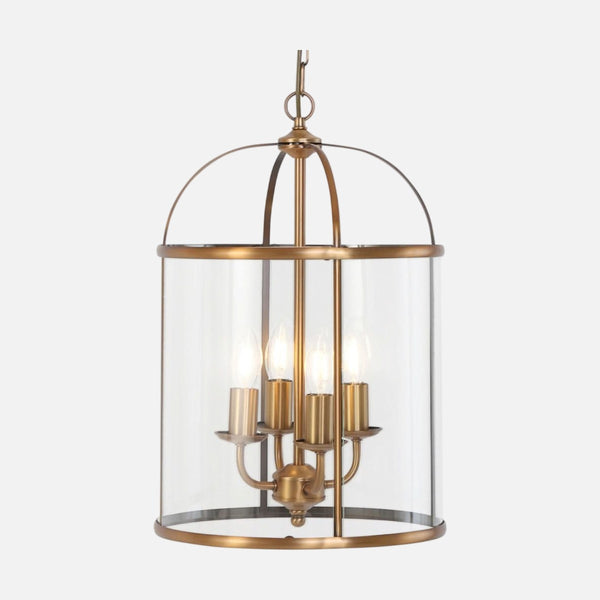 suspension lanterne bronze, cage en verre 4 lumières | Pimpernel