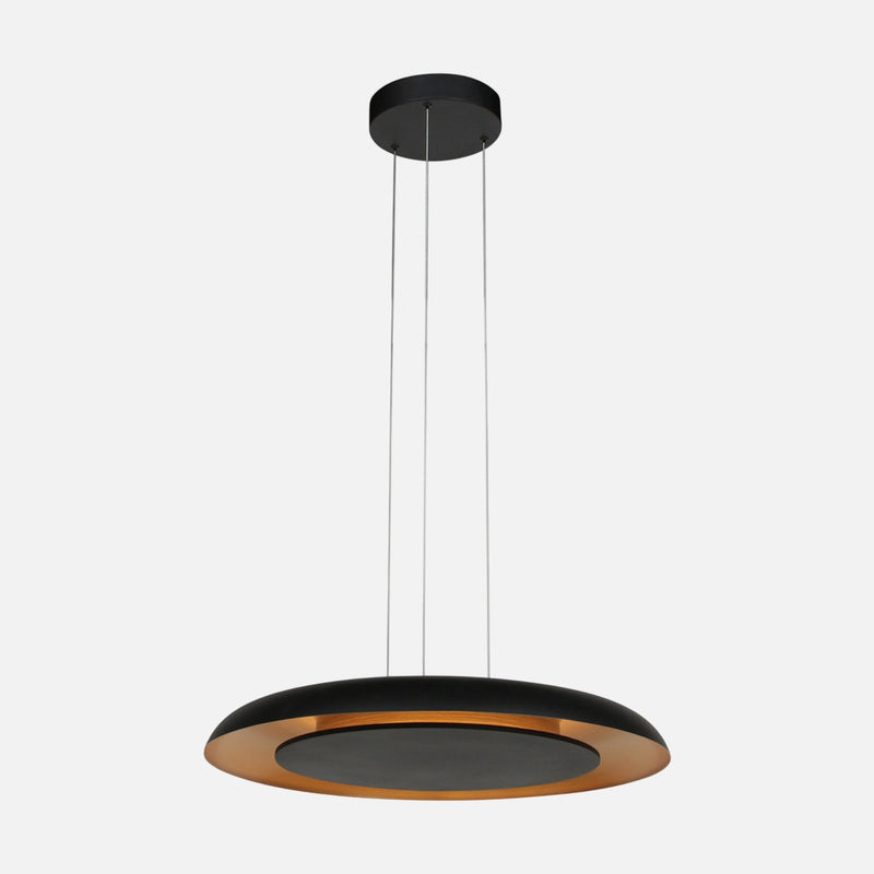 Suspension LED salle à manger, abat-jour noir mat à intérieur doré réglable | Veil