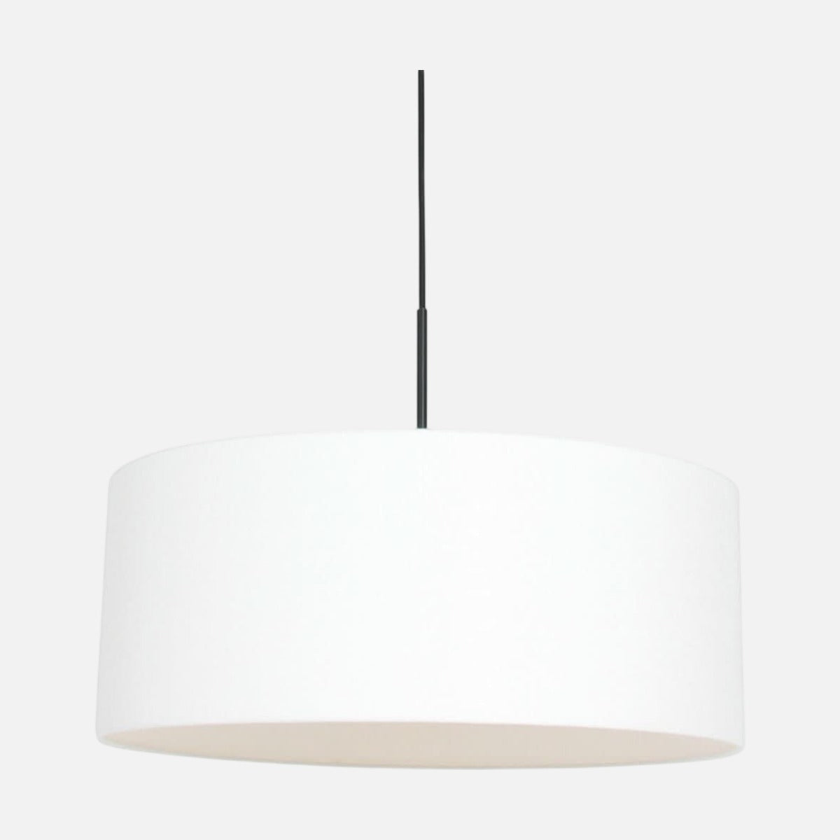 Suspension lin blanc Lina, abat-jour tambour Ø 50 cm sur fond gris clair – Designix.fr