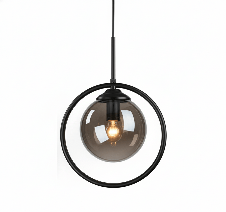 Suspension Luminaire Boule Verre Design Moderne & Élégant | Sphère Céleste - Designix Suspension luminaire Noir | Fumé | Avec Anneau