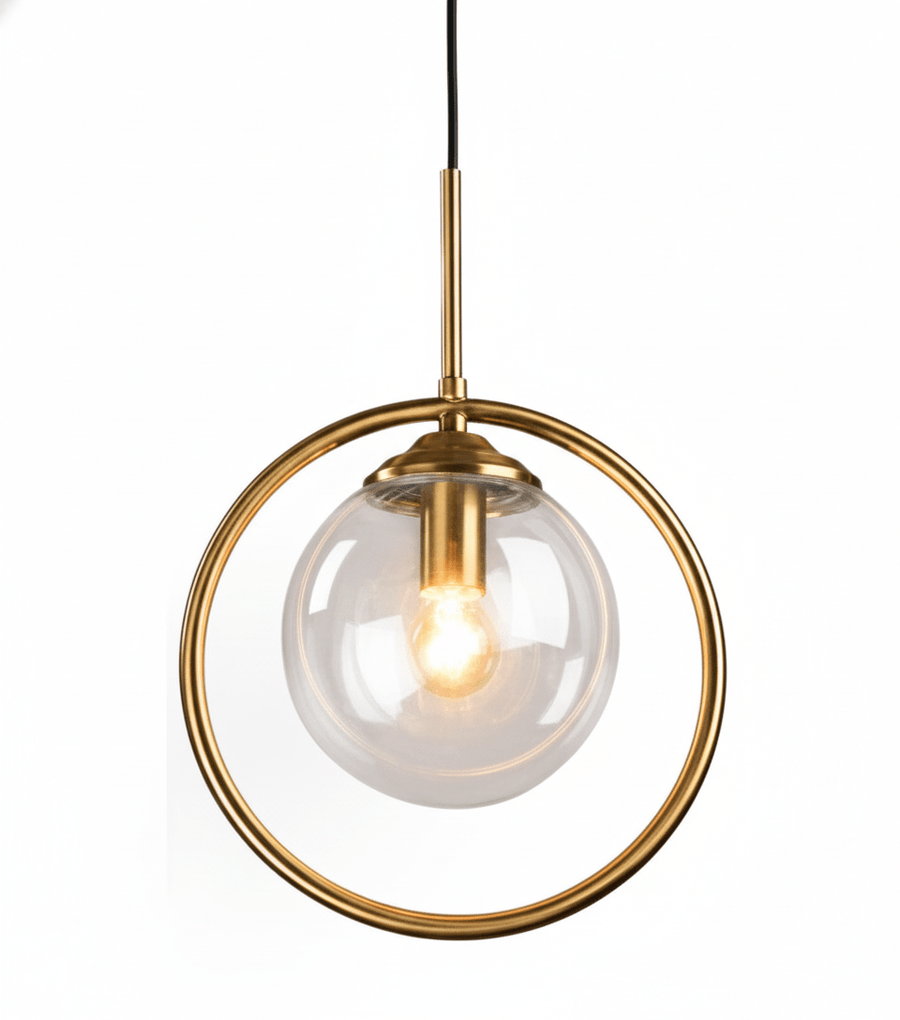 Suspension Luminaire Boule Verre Design Moderne & Élégant | Sphère Céleste - Designix Suspension luminaire Or | Transparent | Avec Anneau