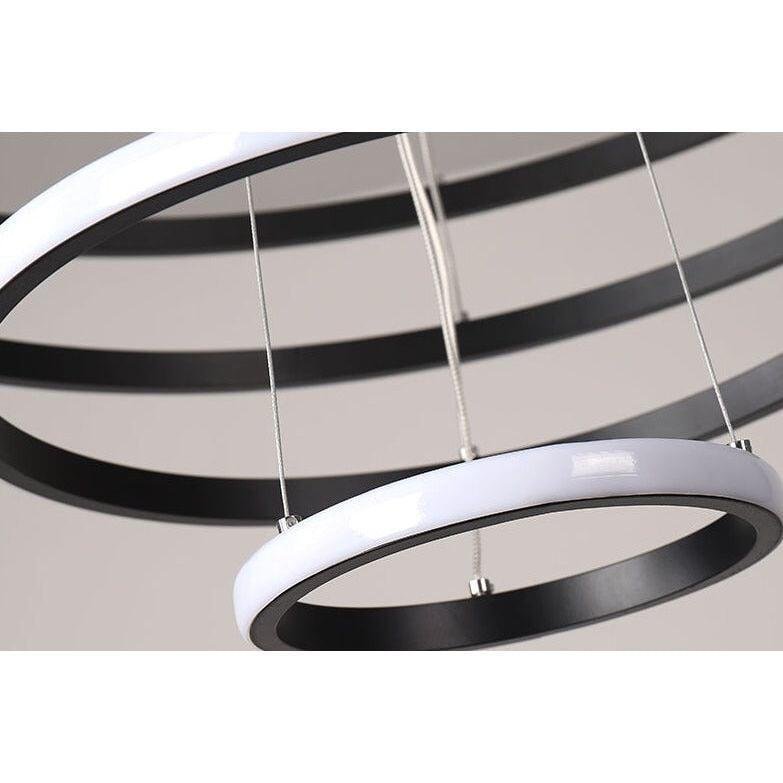 Suspension Luminaire Cercle | Lueur Aurorale - Designix Suspension luminaire Blanc 40 60 80cm | 90W | 3 anneaux Lumière Chaude