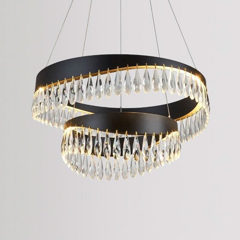 Suspension noir anneaux | Essence Lustrée