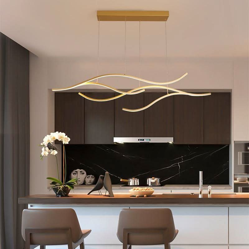 Suspension Luminaire XXL | Tela - Designix Suspension Luminaire Or 4 Vagues