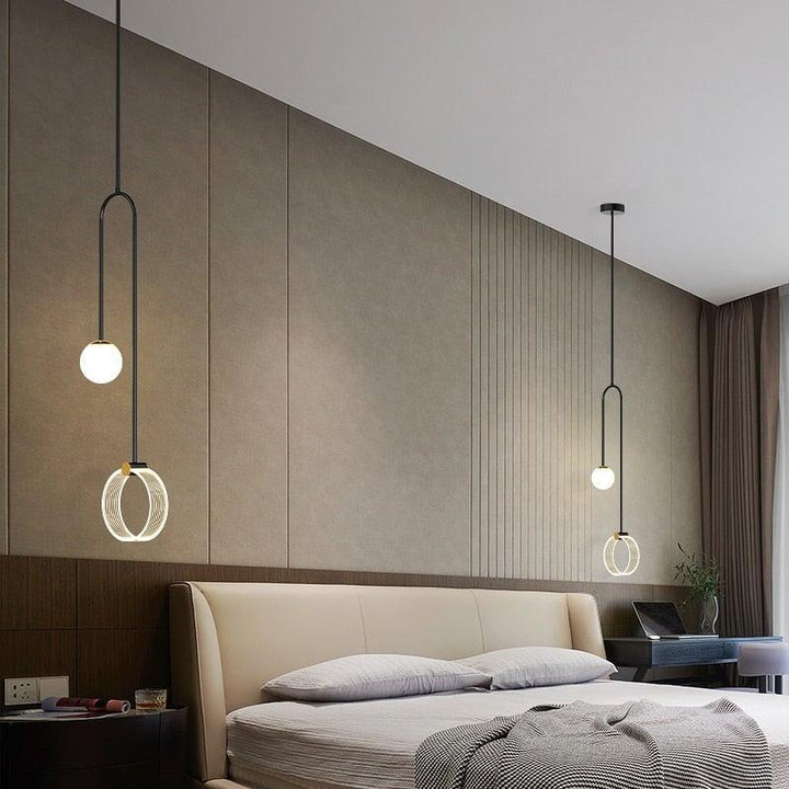 Suspension Moderne pour Chambre | Luminosité Élégante - Designix Suspension luminaire Noir Blanc Froid (6000K)