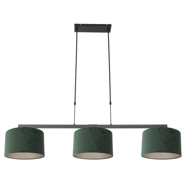Suspension Noir Abat-jour Velours Vert | Lira