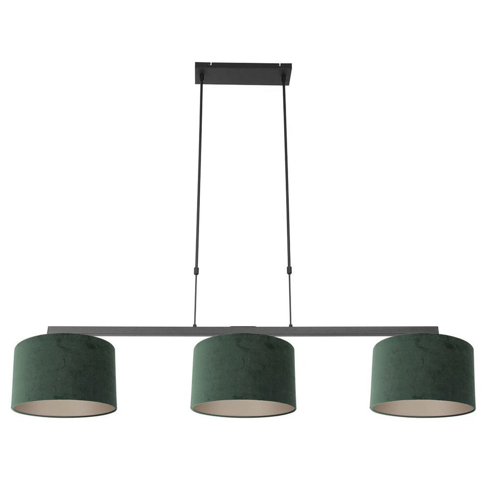 Suspension Noir Abat - jour Velours Vert | Lira - Designix Suspension Luminaire