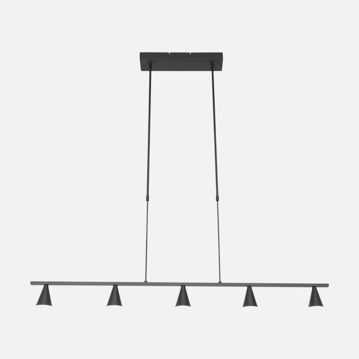 Suspension noire design Vortex 3066ZW, barre 120 cm 5 cônes LED dimmable | Designix