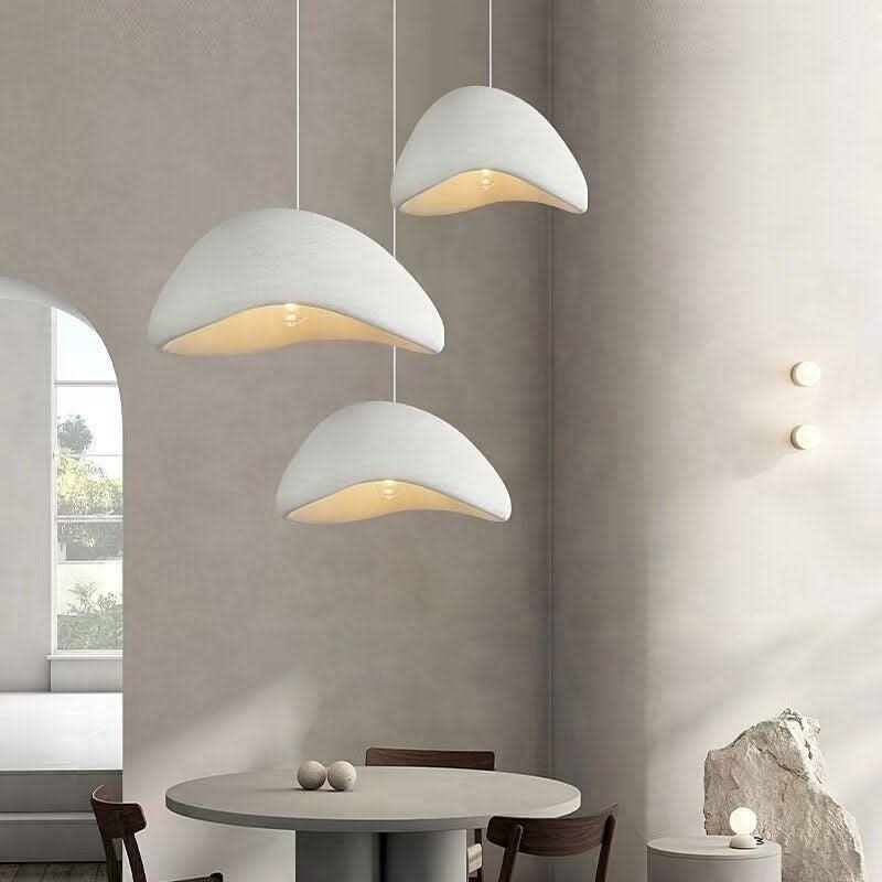 Suspension Nordique Design | Éclipse Radieuse - Designix Suspension luminaire Blanc | Ovale 30cm