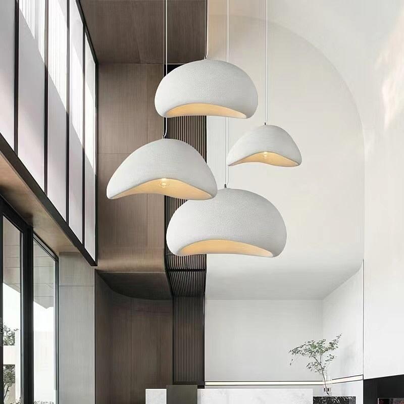 Suspension Nordique Design | Éclipse Radieuse - Designix Suspension luminaire Blanc | Ovale 30cm