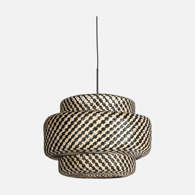 Suspension en osier tressée double étage, abat-jour Ø 53 cm | Maleo