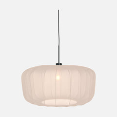 suspension en tissu blanc plissé, abat-jour ovale Ø 60 cm | Velina