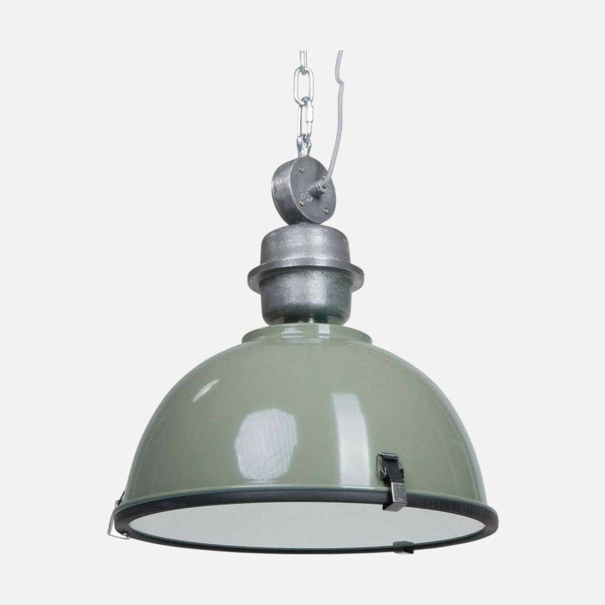 Suspension verte industrielle Bikkel, abat-jour Ø 42 cm à hauteur réglable