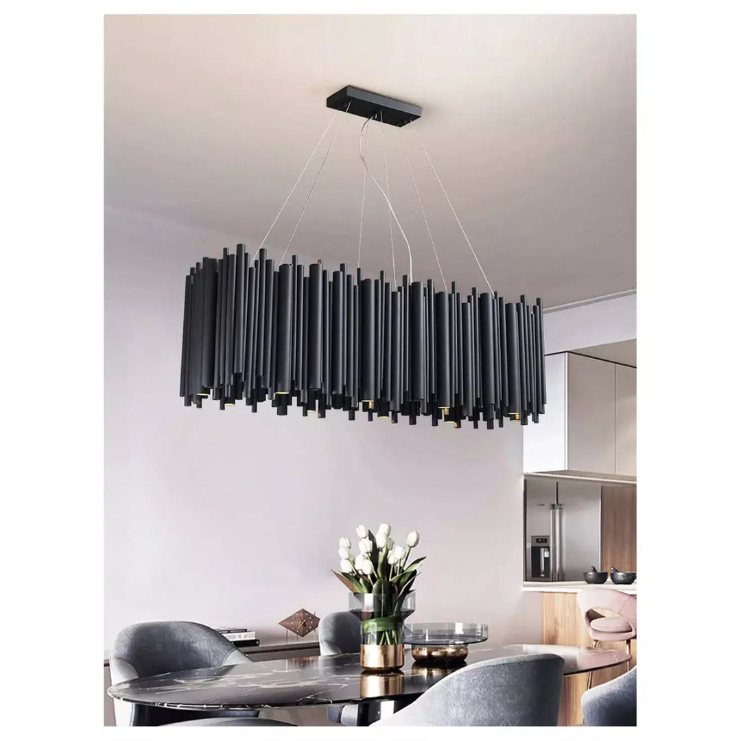Suspension XXL Rectangle | Brillante Fusion - Designix Suspension luminaire Noir Longueur 80cm Blanc Chaud Variable