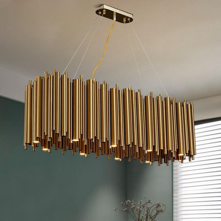 Suspension XXL Rectangle | Brillante Fusion - Designix Suspension luminaire Or Longueur 80cm Blanc Chaud Variable