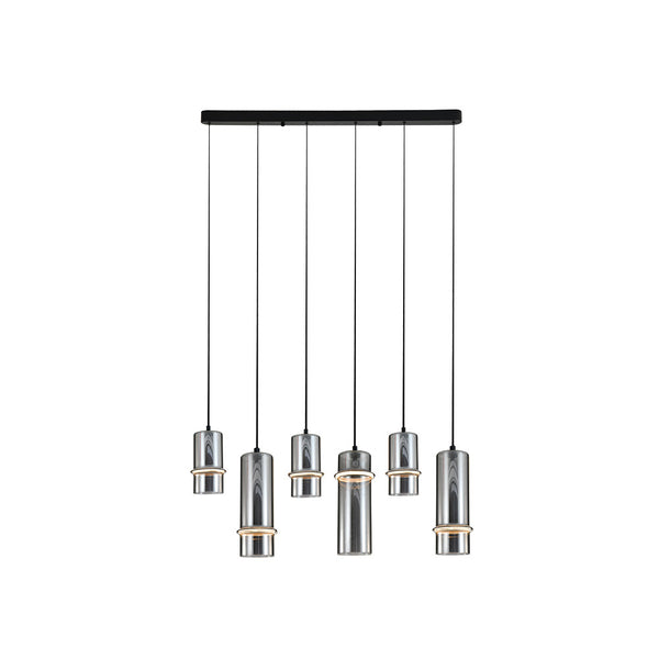 Suspension ZAMBELIS 26W Dimmable DESIGN Verre Fume et Noir Mat 2537