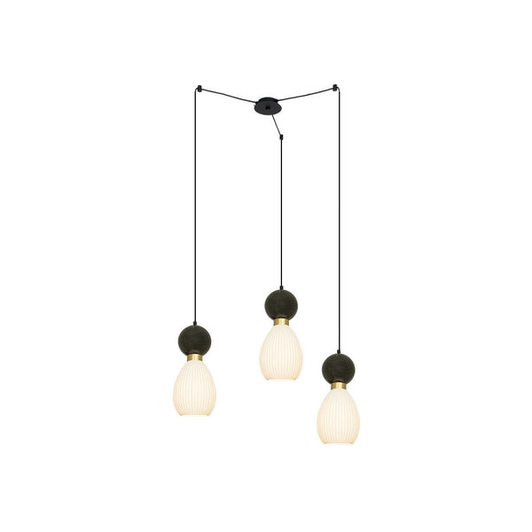 Suspension ZAMBELIS 3xE14 DESIGN Noir Sable et Noir Marbre Sans Source 23245