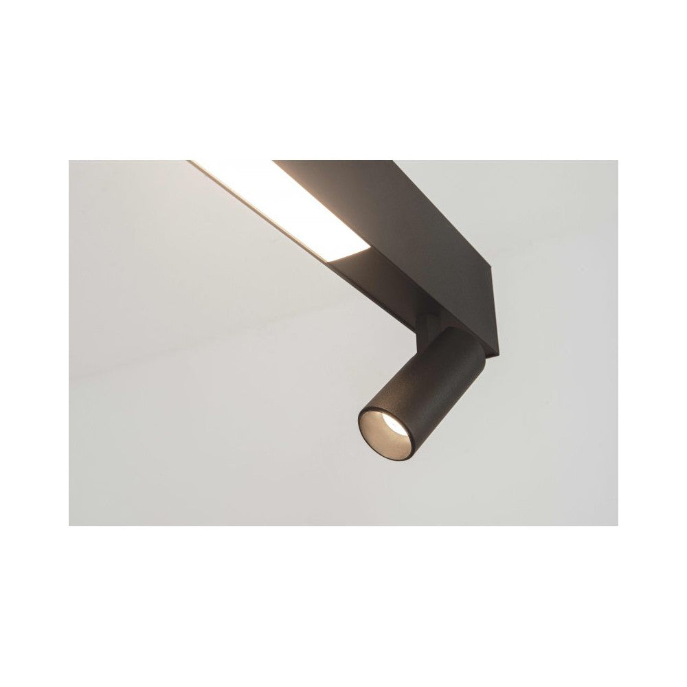 Détail du projecteur cylindrique et de la barre lumineuse, finition noire sable
