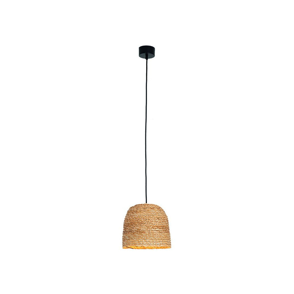 Vue produit détourée, suspension à abat-jour tressé en forme de cloche