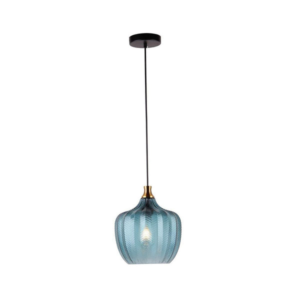 Suspension ZAMBELIS D240 E27 DESIGN Bleu et Laiton Sans Source 19175