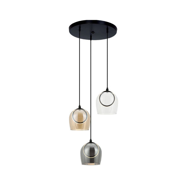 Suspension ZAMBELIS D380 18W DESIGN Noir Fume et Champagne 23081