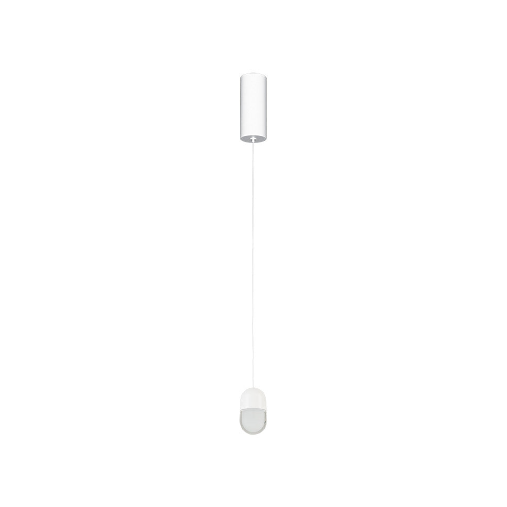 Suspension blanche de face avec câble fin et petit diffuseur arrondi