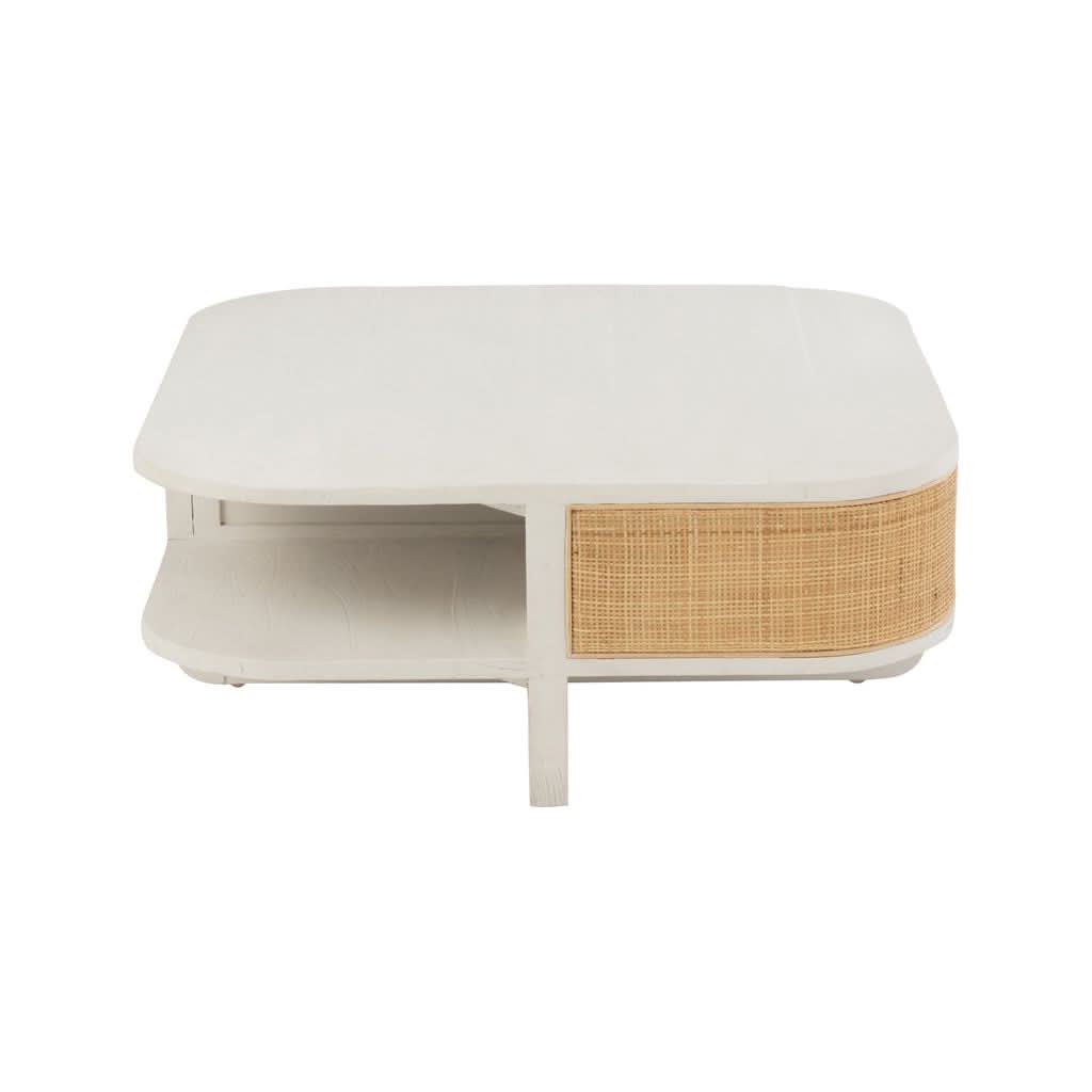 Table Basse Exotique Rattan Blanc - Designix