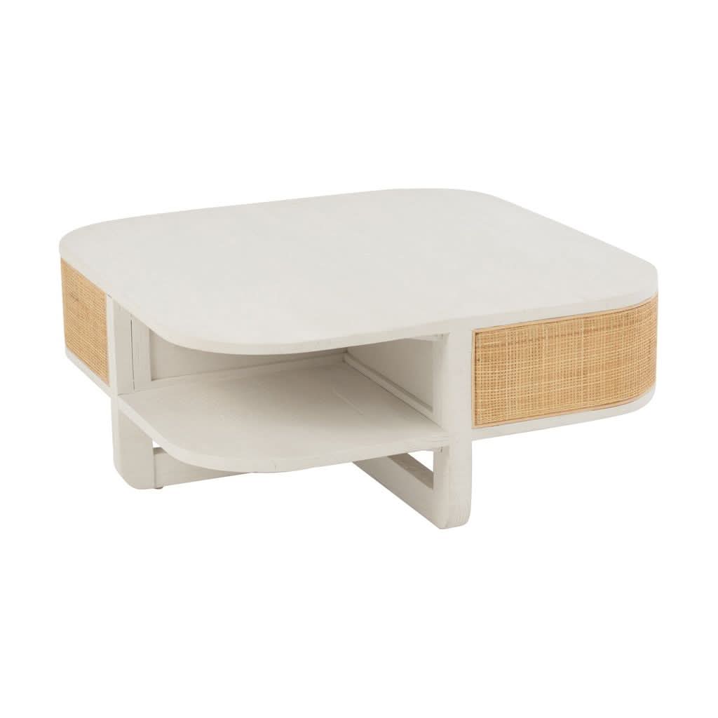 Table Basse Exotique Rattan Blanc - Designix