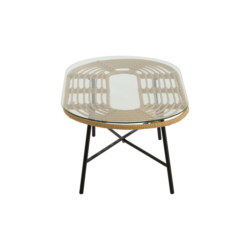 Table Basse Ovale Métal Verre - Designix
