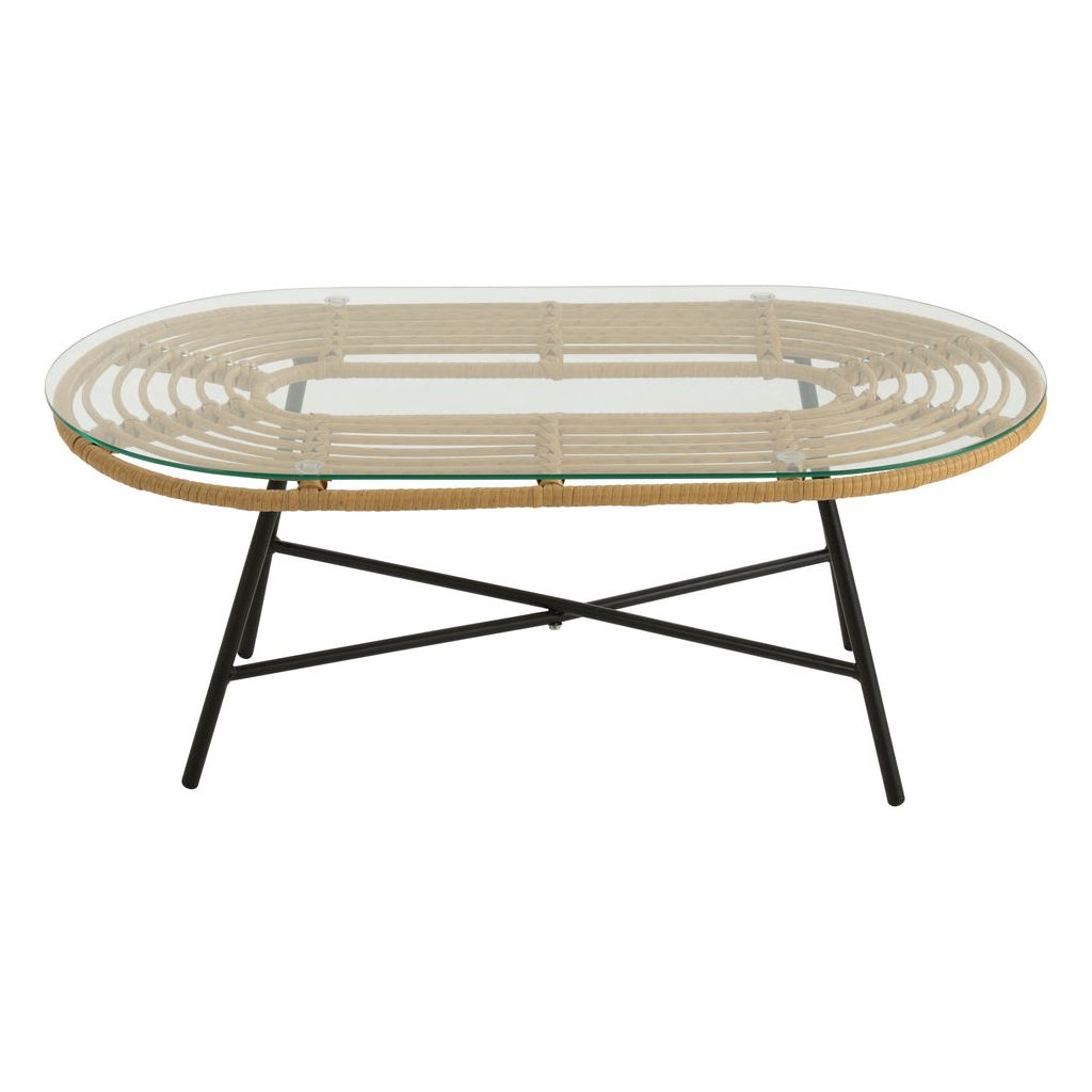 Table Basse Ovale Métal Verre - Designix