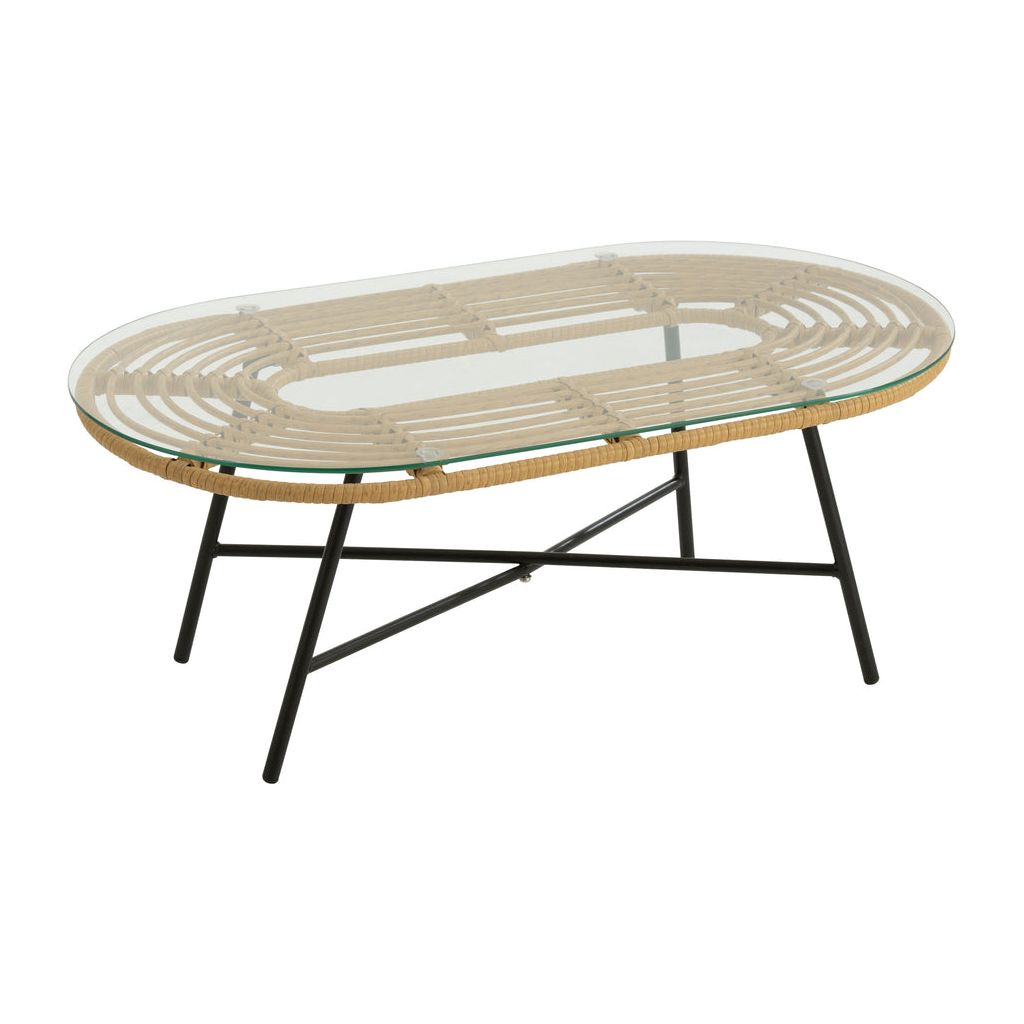 Table Basse Ovale Métal Verre - Designix