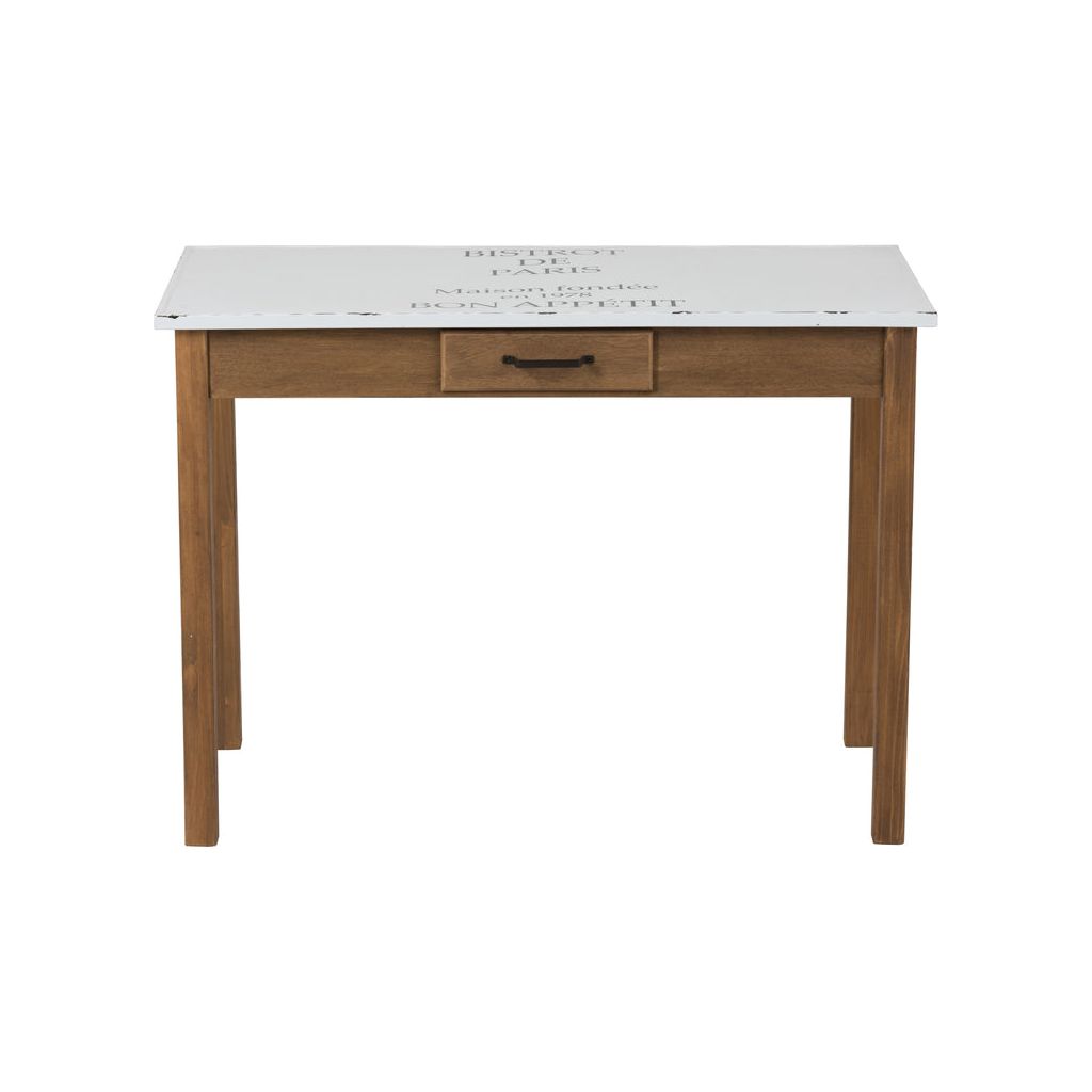 Table Bistrot Métal Blanc Naturel - Designix