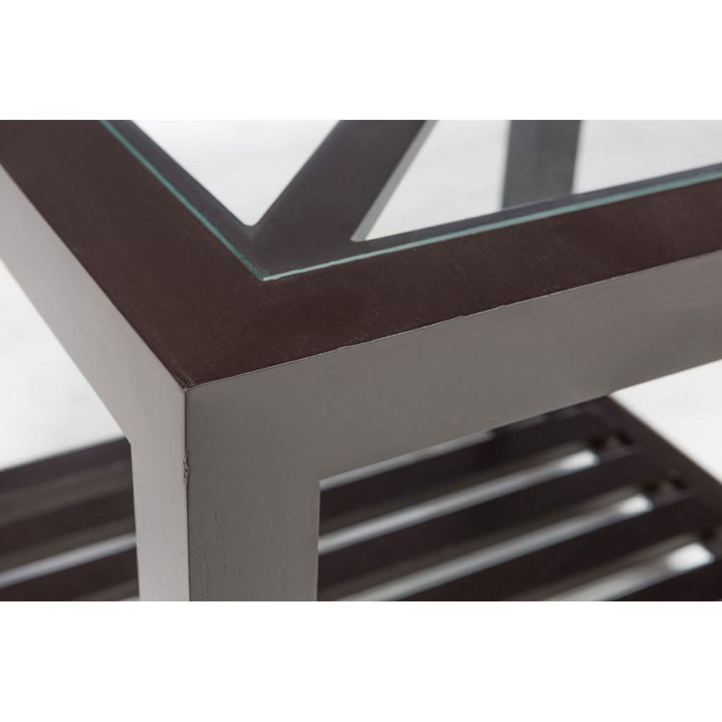 Table d'appoint Bois et Verre Noir - Designix