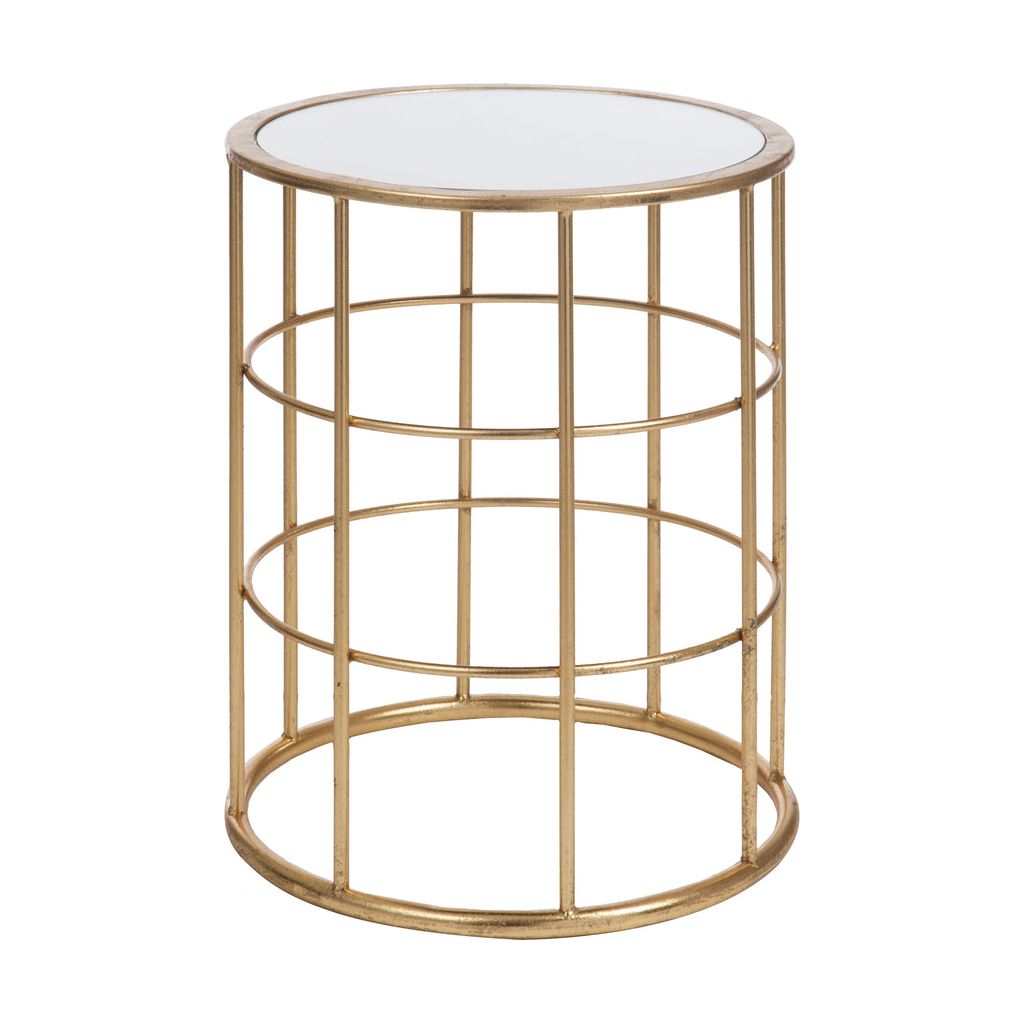 Table D'Appoint Métal Verre Doré - Designix