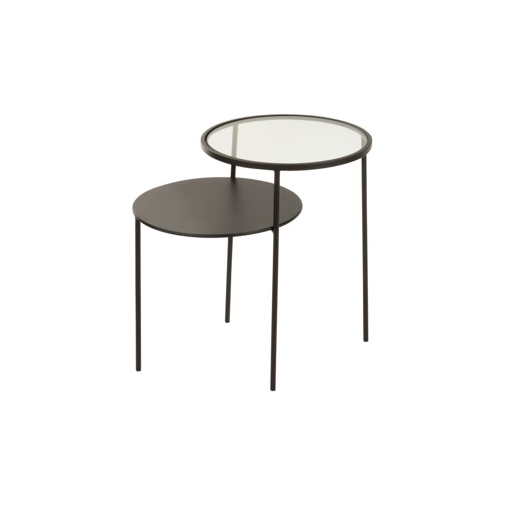 Table d'appoint Métal Verre Noir - Designix