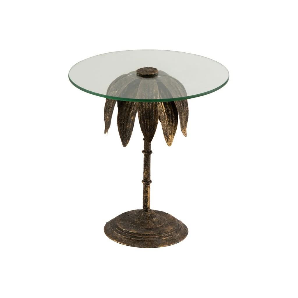 Table D'appoint Verre Métal Doré - Designix
