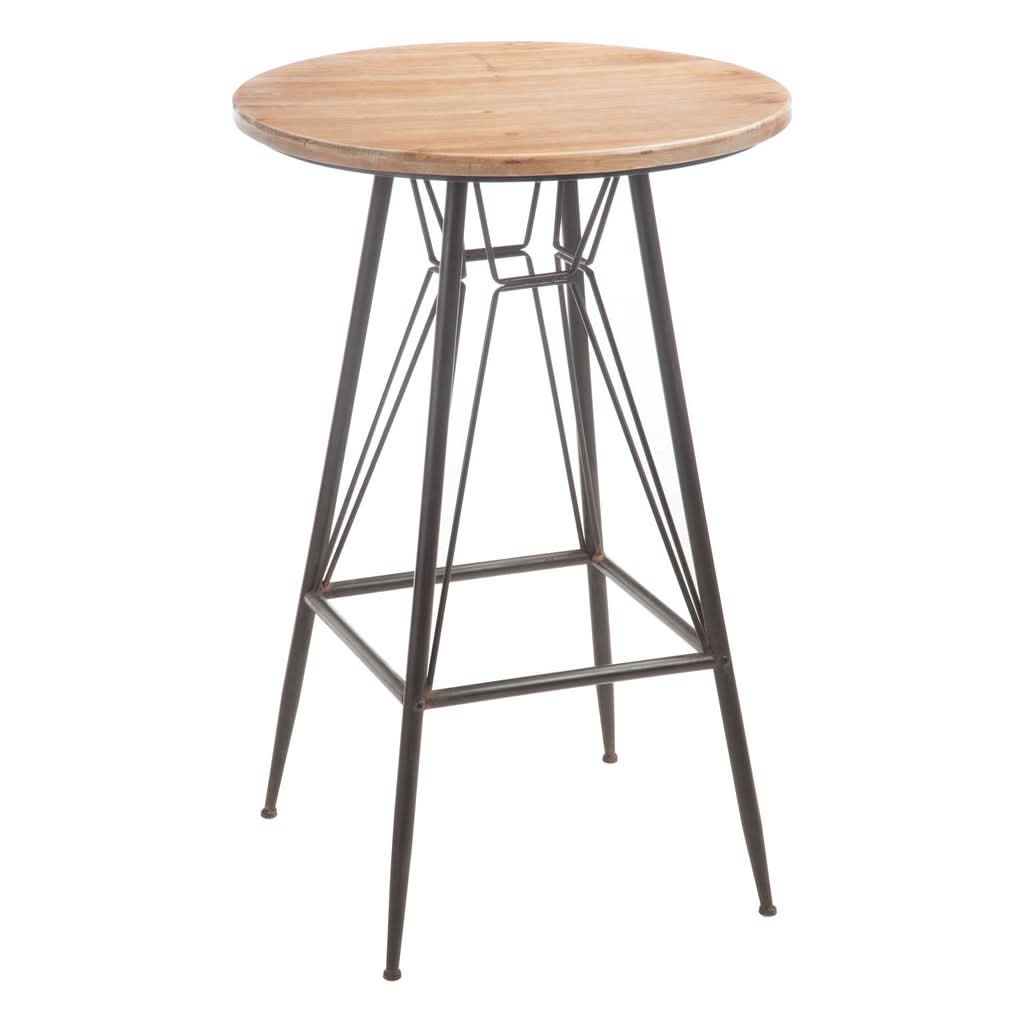 Table de Bar Métal Bois Noir - Designix