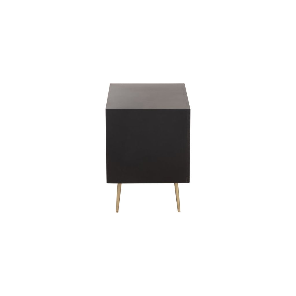 Table de Nuit Bois Métal Noir Or - Designix