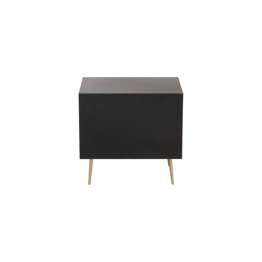 Table de Nuit Bois Métal Noir Or - Designix