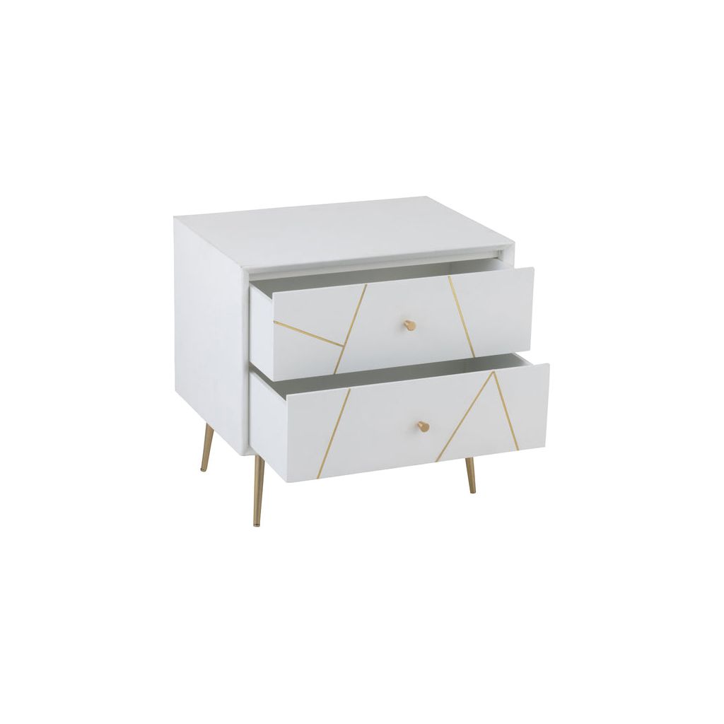 Table de Nuit Design Blanc Or - Designix