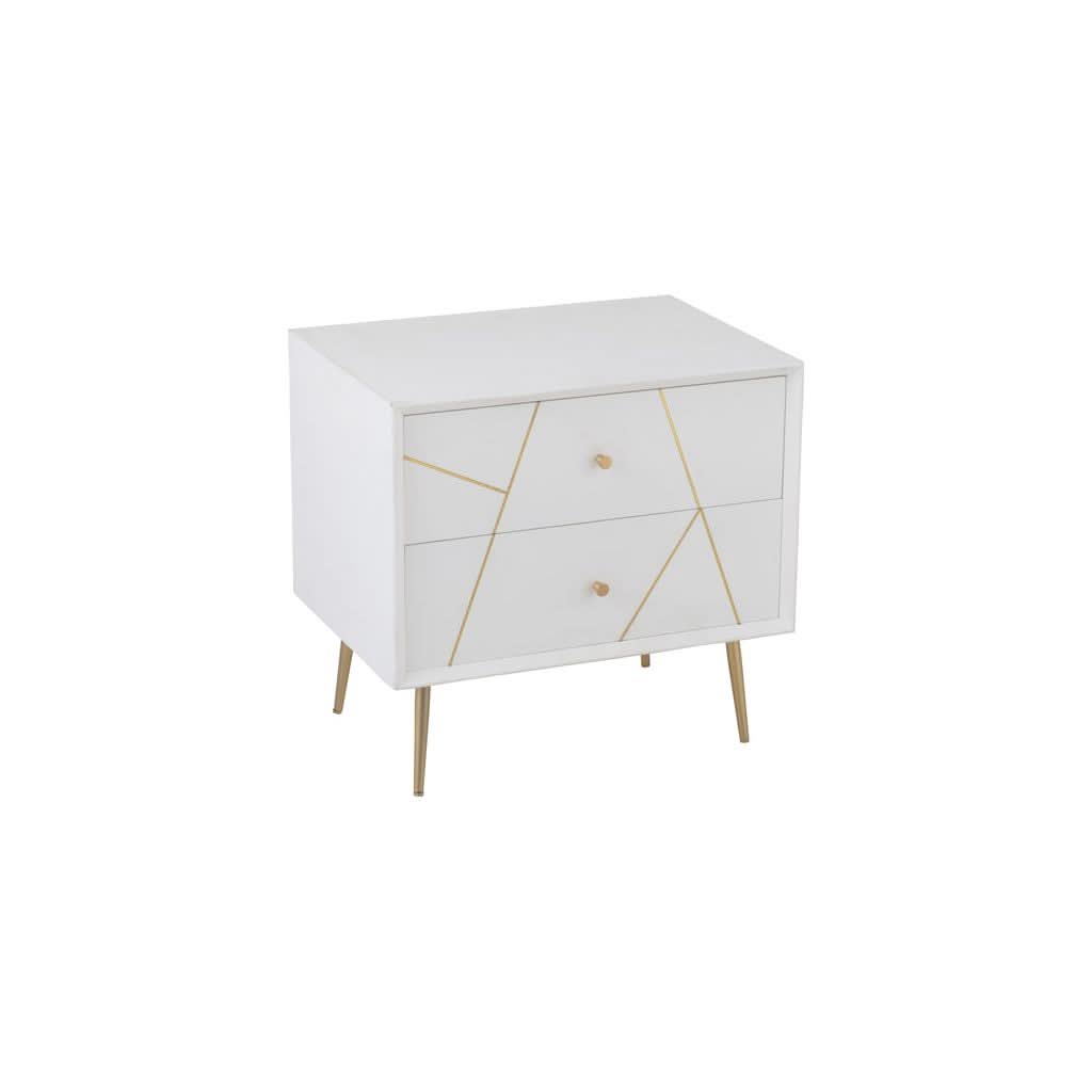 Table de Nuit Design Blanc Or - Designix