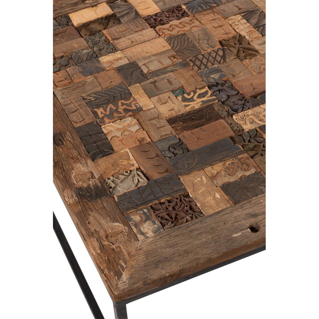 Table Mosaïque Bois Métal Recyclé - Designix