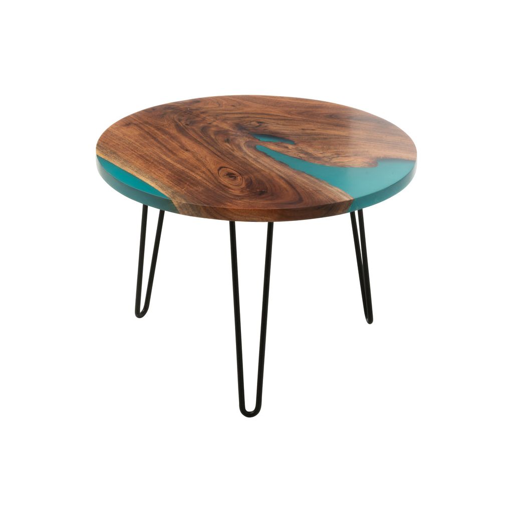 Table Ronde Bois Acacia Bleue - Designix
